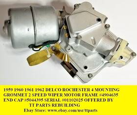 01102025 Delco Rochester #01102025 1959/60/61/62 2 Speed Rebuilt Wiper Motor Tested And Works 01102025 Delco Rochester #01102025 1959/60/61/62 2 Speed Rebuilt Wiper Motor Tested And Works