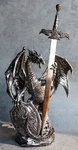 Coat Of Arms Knight Dragon With Heraldry Shield And Sword Letter Opener Figurine. Fixed Price $47.99.
