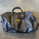 Vintage Ford Mustang Bag Black Duffle Genuine Leather Embroidered Car 90S Y2K. Fixed Price $99.95.