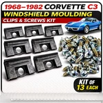 Corvette C3 1968-1982 Windshield Moulding Clip & Screw Kit 13PC Trim Set. Fixed Price $27.98.