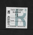 State Revenue Stamps; Kansas Motor Vehicle Reg. Tax; $1 #MV1; Unused. Fixed Price $34.99.
