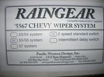 '55-'56 Chevy Passenger Car Raingear Wiper Set Up W/ 2 Speed Switch. Fixed Price $729.55.